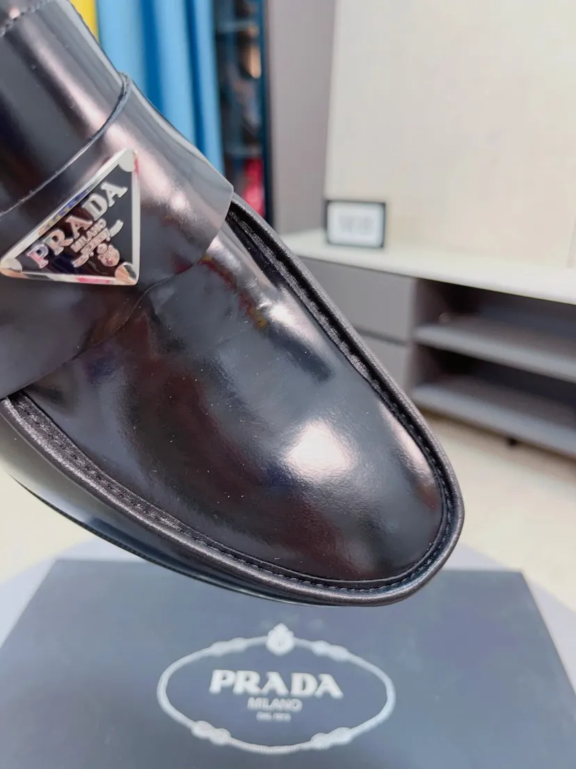 Men's shoes 💰540🌹🌹【PRADA Leather Shoes】Top purchasing agency Original imported Italian custom-made open-edge beaded cowhide leather surface, fully imported water-dyed breathable cowhide lining, original factory special molded sole super comfortable, size: 38-44